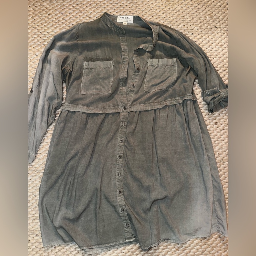Cloth & Stone by Anthropologie shirt dress size 1X in color sage green